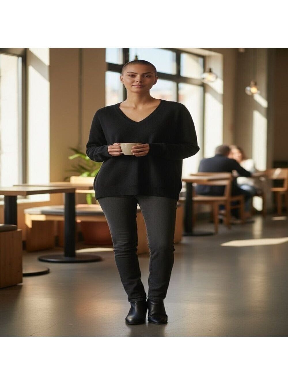 Theory Black Wool V-neck Sweater Size XL